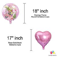 The Magic Balloons- Printed Flamingo Theme Party Decoration Combo Kit for Theme Party, Birthday, House Party Decoration Combo 38 pcs, Foil 5 pcs set, 2 Foil Curtain 1 Banner and 30 Balloons-