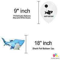 The Magic Balloons Store – Printed Baby Shark Theme Birthday Party Decoration Combo Kits – Combo Pack Of 38 Pcs, Foil 5pcs Set,1 Happy Birthday Banner, 2 Foil Curtains, 30 Balloons-181598