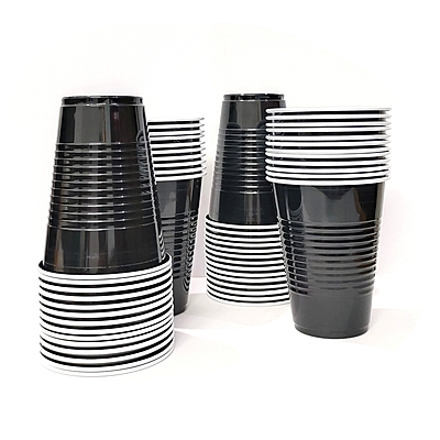 Black Beer Pong Glasses -Set of 30 | Beer Pong Glasses | Black Drinking Cups for Holi | Diwali | Christmas |  New Year | Bachelor | Retirement | Wedding | Reusable Glasses