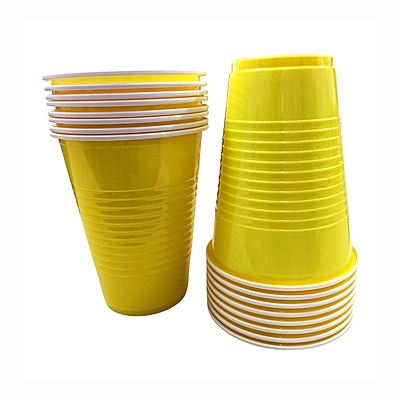 450ml - Yellow Beer Pong Glasses | Pack of 20 Drinking Glasses | for Diwali, Cocktail Parties, and Games | Reusable Beer Pong Cups | Party Supplies
