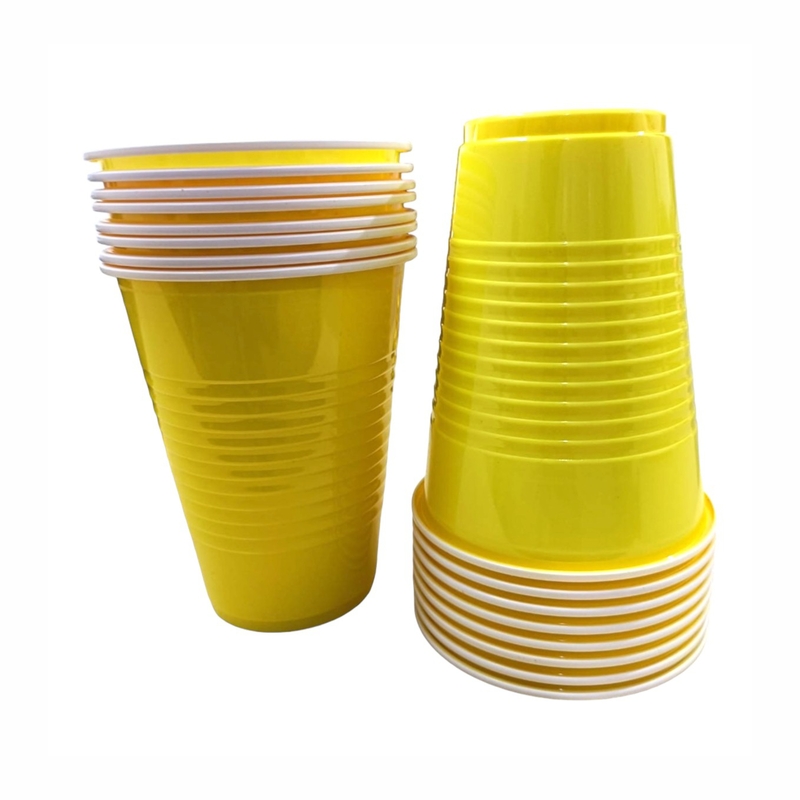 450ml - Yellow Beer Pong Glasses | Pack of 20 Drinking Glasses | for Diwali, Cocktail Parties, and Games | Reusable Beer Pong Cups | Party Supplies