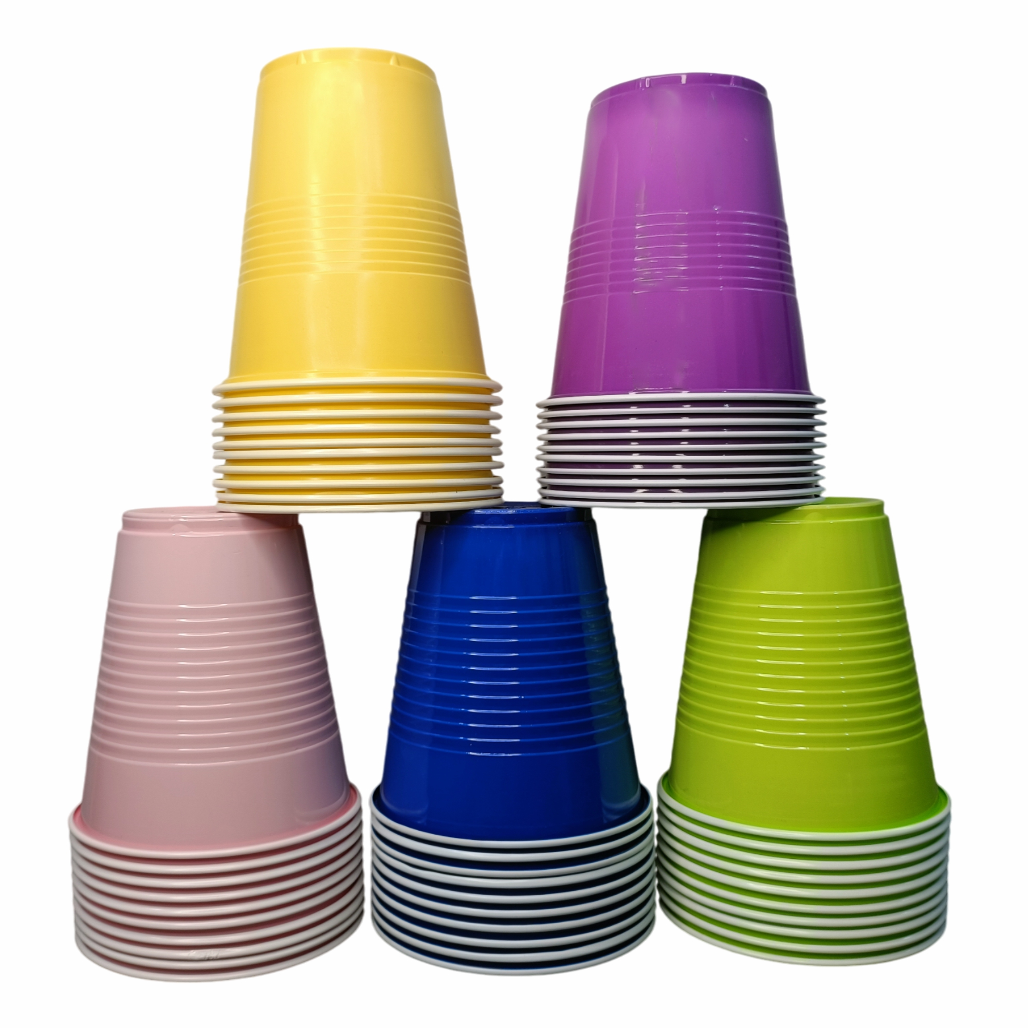 Multicolor Pong Glasses Set of 50-450ml | Reusable Beer Pong Drinking Cups | Party Glasses for Christmas New Year  Bachelor Wedding Retirement Parties & Games - 10 pcs Each Color