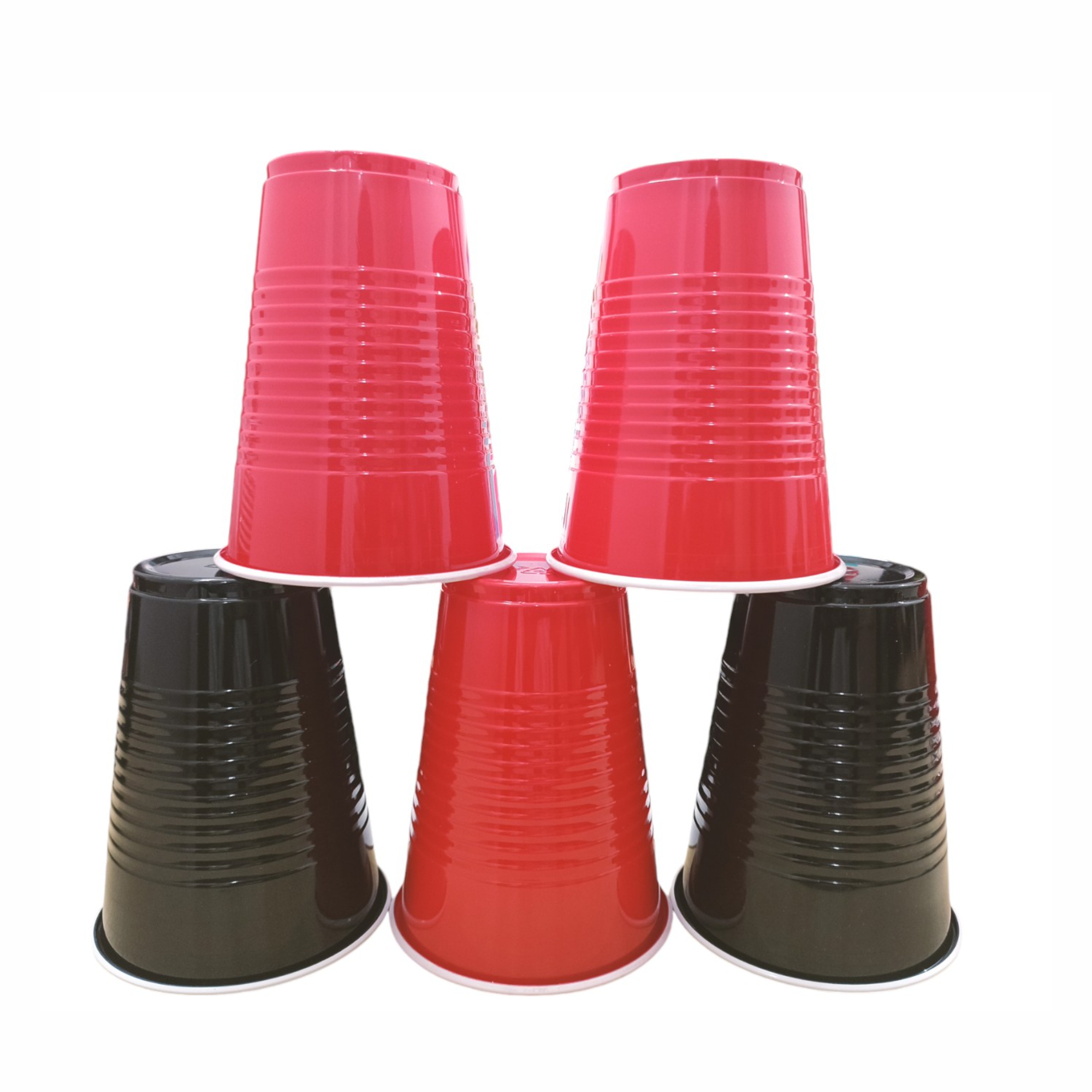 Red & Black Combo Set of 20- Beer Pong Glasses| 450ml | Reusable Red & Black Drinking Cups for Parties Bachelor Wedding New Year & Celebrations - 10 Pcs Each Color