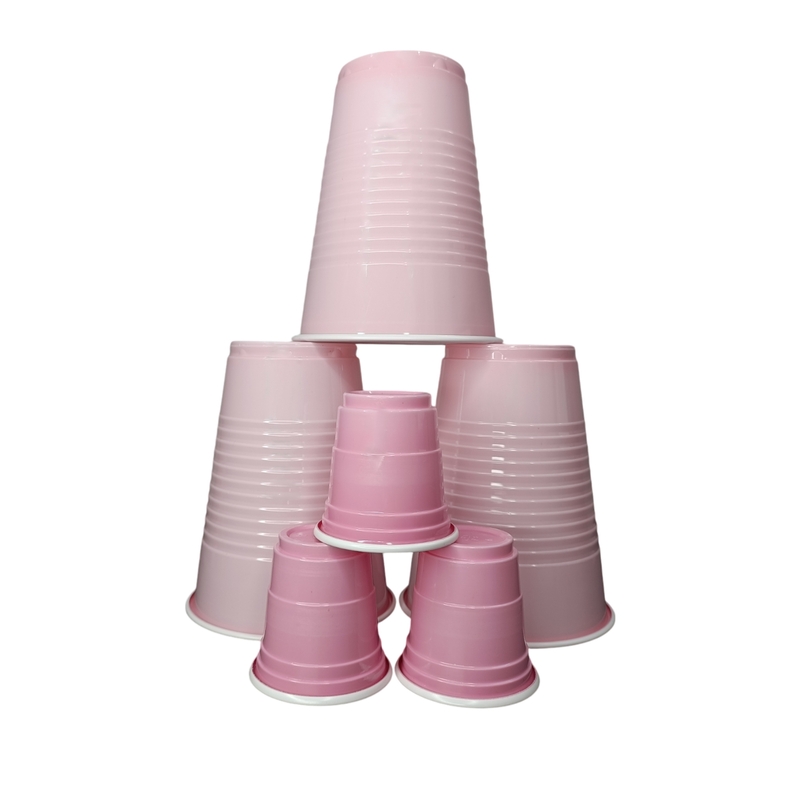 Set of 20 Pink Combo Pack | 10 Pong Glasses 450ml & 10 Shot Glasses 60ml | Reusable Party Glasses for Beer Pong Shots | Perfect for Events & Celebrations
