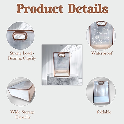 Pack of 6 Transparent Goodie Bags | Clear Medium Gift Bags for Return Gifts, Party Favors, Birthday, Wedding, Baby Shower | Brown Gift Bags