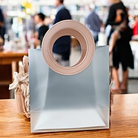 6pcs Transparent Gift Bags with Pink Handles | Light Weight Clear Gift Wrap Bags for Bridal Party, Baby Shower, Wedding Return Gifts, Birthday Party, Valentine, Bachelorette, Shopping Bags