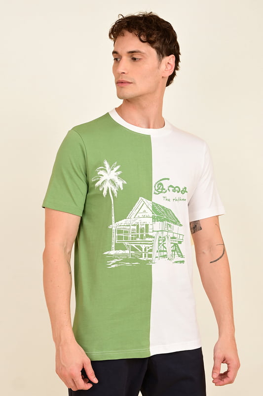 Men's Colour Block Printed Tshirt