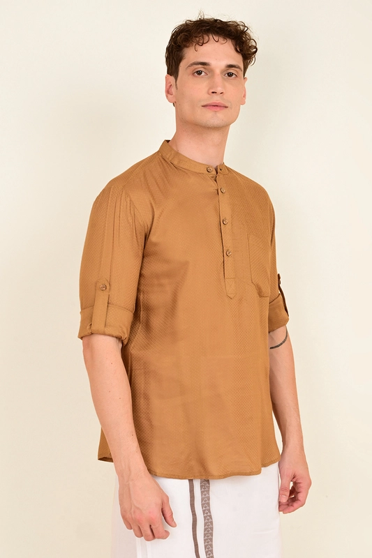 Men's Embroidered Short Kurta