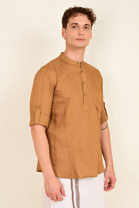 Men's Embroidered Short Kurta