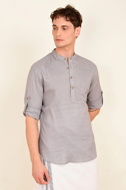 Men's Embroidered Short Kurta