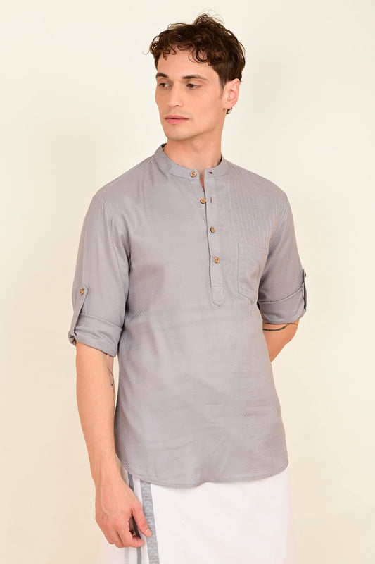 Men's Embroidered Short Kurta
