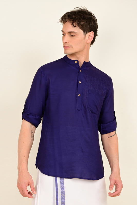 Men's Embroidered Short Kurta
