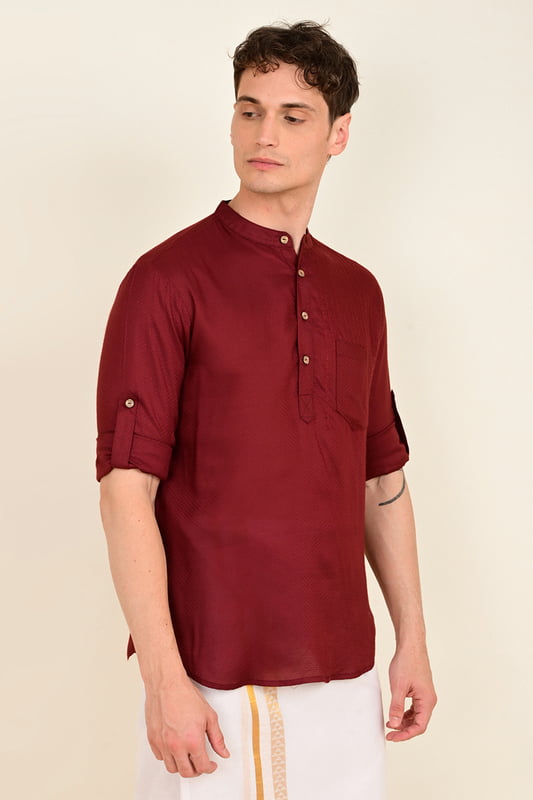 Men's Embroidered Short Kurta