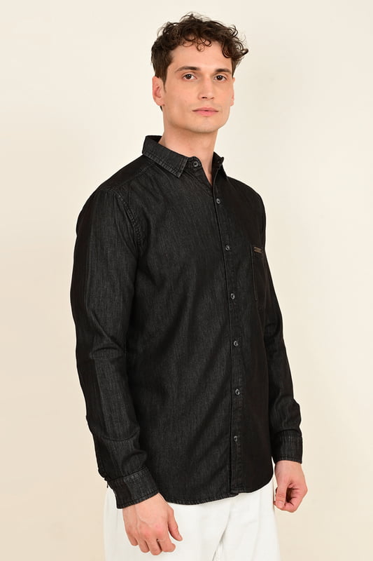 Men's Full Sleeve Chambray Shirt - Gray
