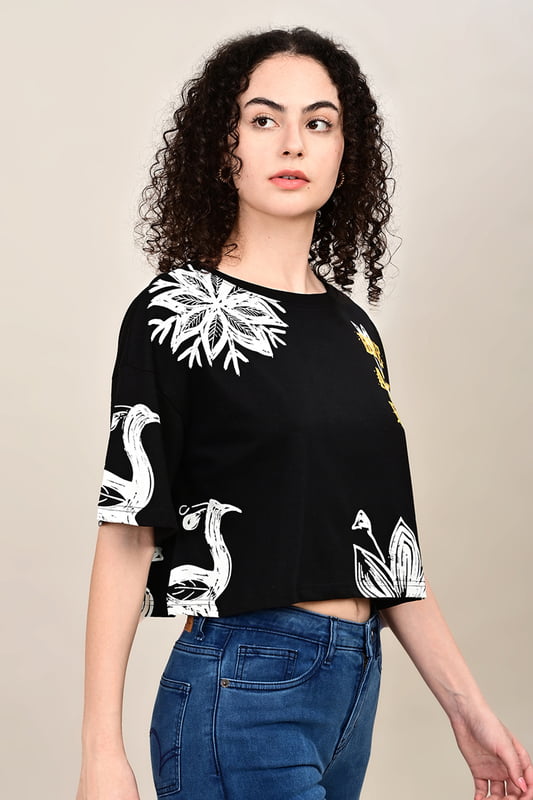 Women's  Forest Script Crop Top