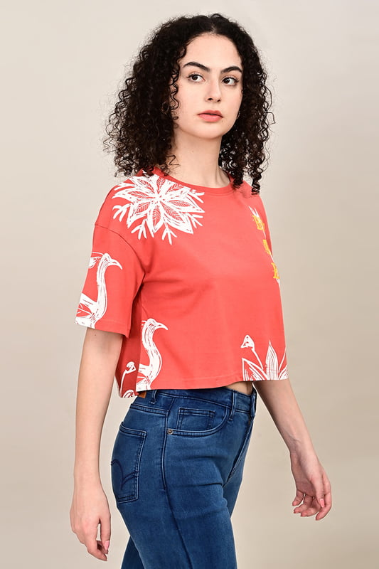 Women's  Forest Script Crop Top