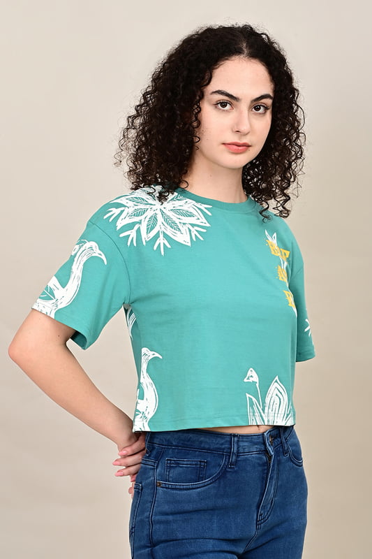 Women's  Forest Script Crop Top