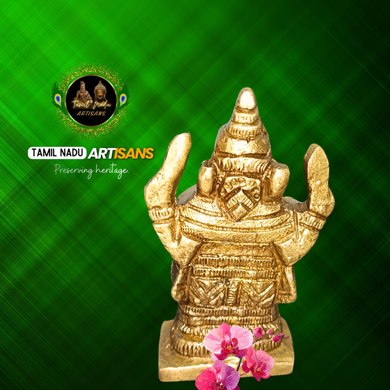 Pure Brass Vinayagar Flat Base – 205 g | 100% Pure Brass | 205 g | Hand Crafted by Tamil Nadu Artisans, stable flat base | Ideal for daily pooja & vastu placement