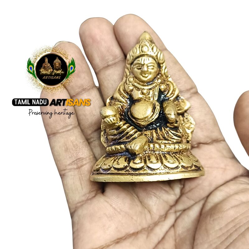 Pure Solid Brass Lord Kuber Idol for Wealth & Prosperity Pooja | Hand Crafted by Tamil Nadu Artisans, 163 Gram