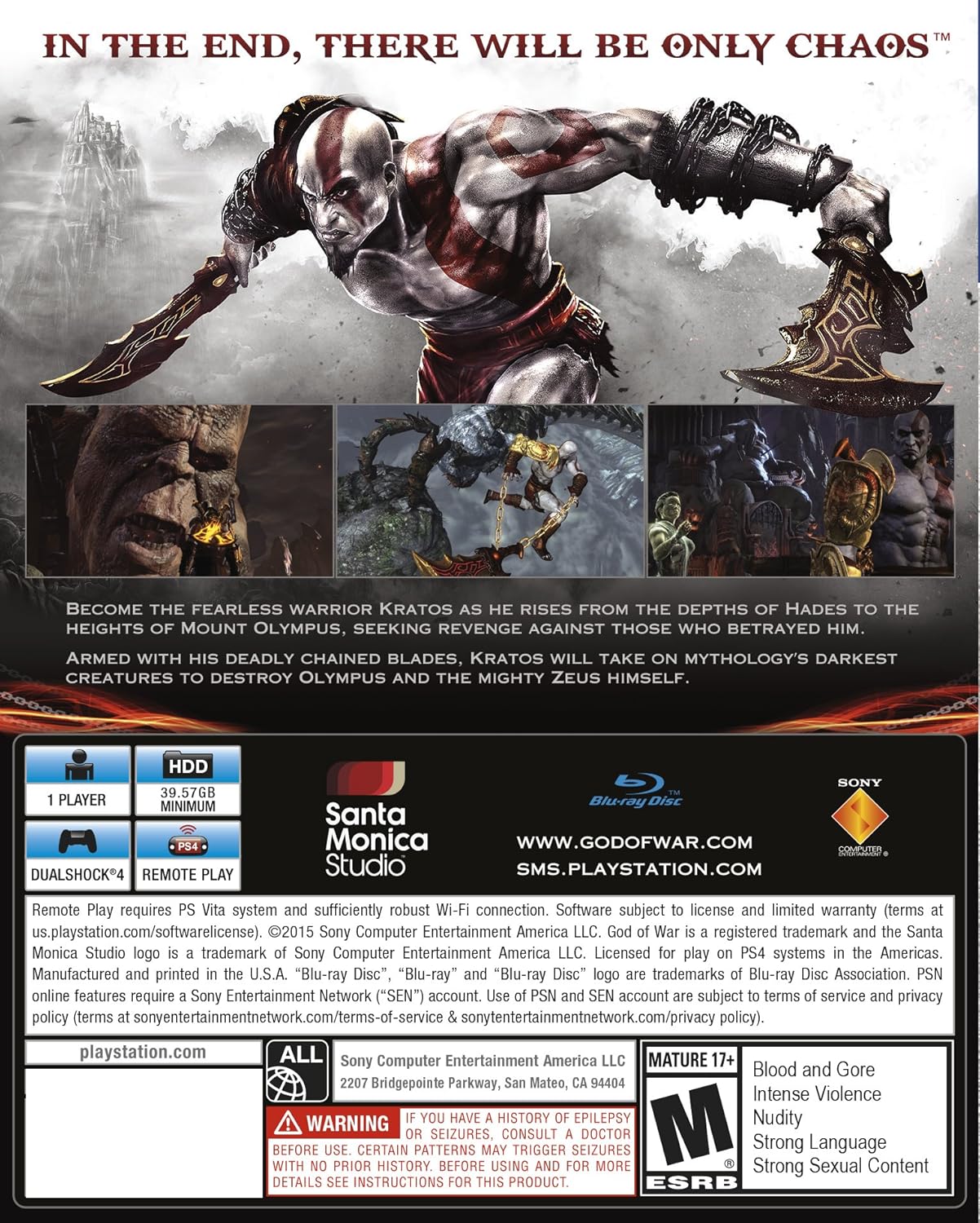 PS4 God of War III Remastered |Playstation 4|