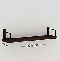 Wooden Wall Shelf for Books | Wall Mounted Bookshelf for Living Room & Bedroom | Floating Wall Bookshelf | Book Shelf Wooden Wall Mounted | Decorative Wall Shelf Rack (Brown, 20X6X6, 3)