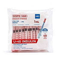 HMD Dispo Van Insulin Syringe 1ml U-40 31G 15/64 Inch Needle