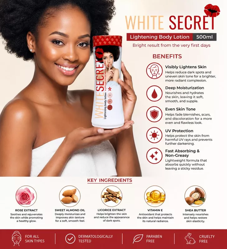 White Secret Body WHITENING Lotion, Bright results 500ml pack of 1
