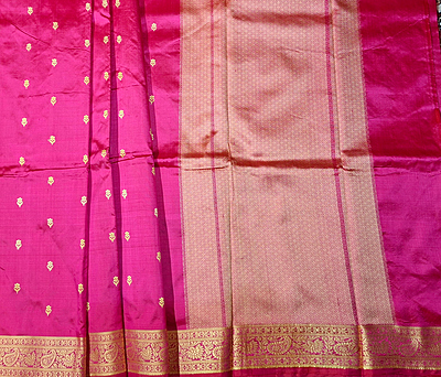 Rani Pink with Red Dual Tone No Zari Banarasi Saree Online