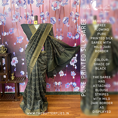 Pure printed silk saree NIRSSIL20532