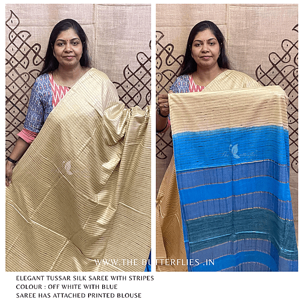 PURE TUSSER SILK SAREE YBRSTES24710 PURE TUSSER SILK SAREE YBRSTES24710