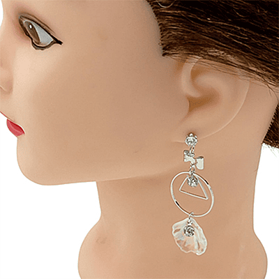 Stylish SIlver Designed White Conch Drop Earrings