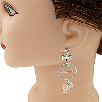 Stylish SIlver Designed Pink Conch Drop Earrings