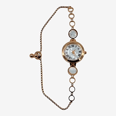 Rose Gold Mother of Pearl Bolo Bracelet Watch for Women