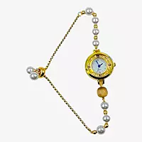 Elegant Gold Pearl Square Bracelet Watch for Women - Analog Quartz
