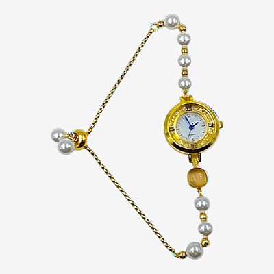 Elegant Gold Pearl Square Bracelet Watch for Women - Analog Quartz