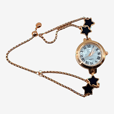 Rose Gold Star Bracelet Watch with Roman Numeral Dial