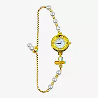 Elegant Gold & Pearl Butterfly Bracelet Watch for Women