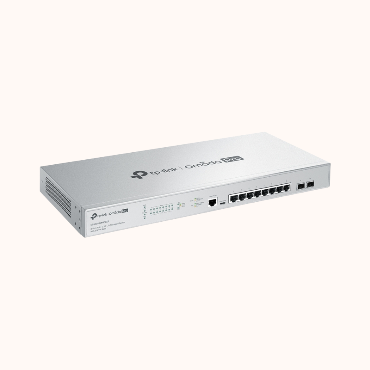 TP-Link Omada Pro 8-Port PoE+ 2.5G L2+ Managed Switch 2 SFP+ Slots-S5500-8MHP2XF