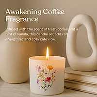 ffee vanilla soy wax candle lit — clean home fragrance — Mellow Moments