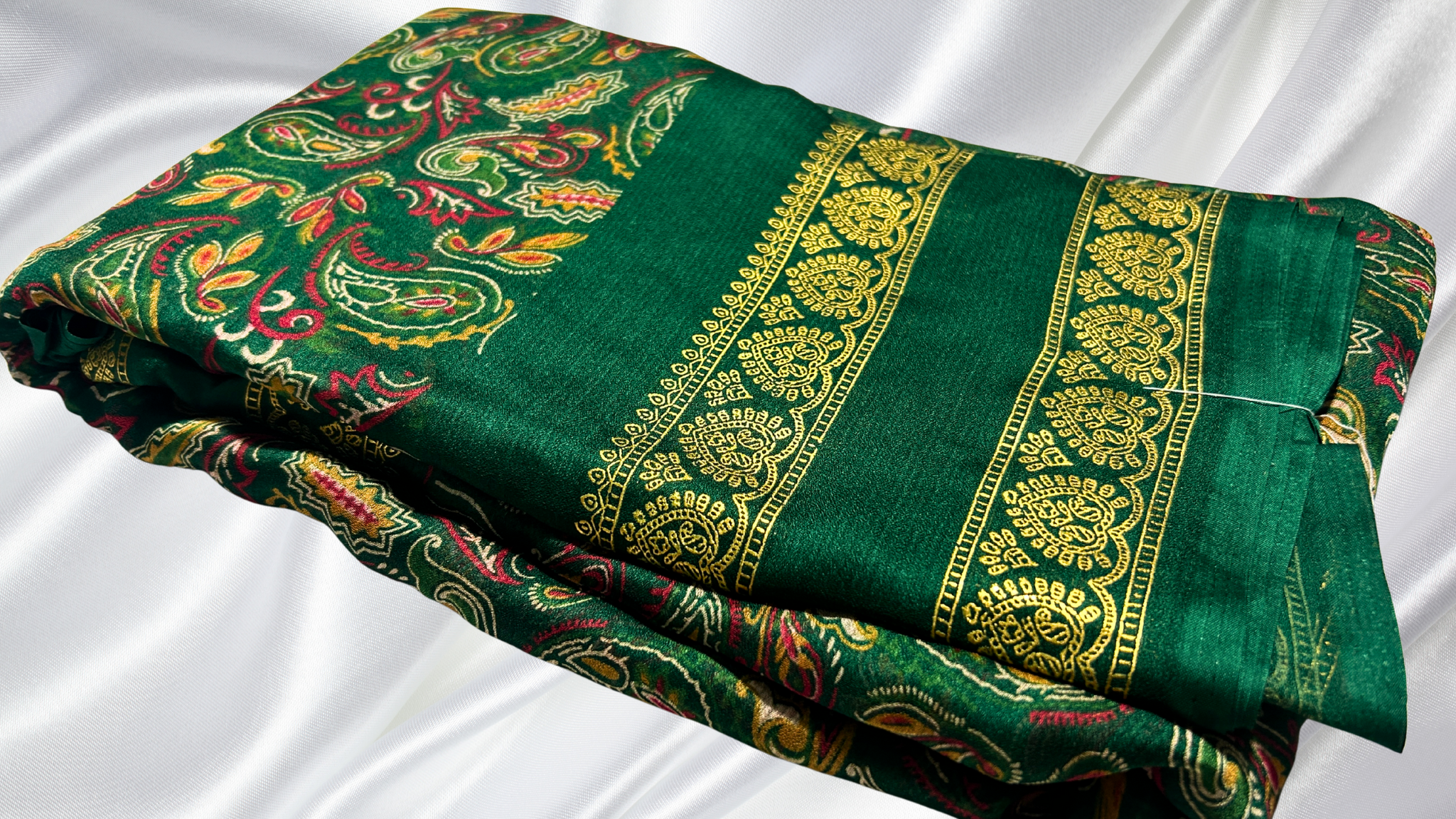 Mango Gold Foil Soft Silk Saree - Green