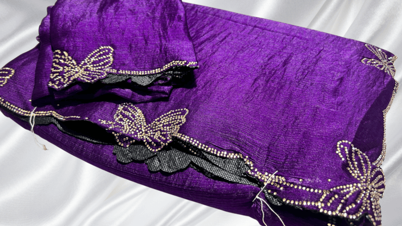 Butterfly Stone Work Saree - Purple