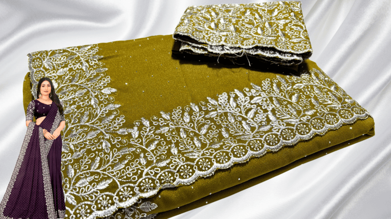 Ferrari Marble Silver Designer Saree - Mustard