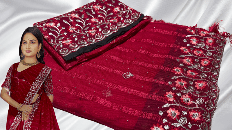 Chennai Exp Popcorn Silver Designer Saree - Rani Pink