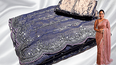 Diwali Special Space Full Stone Work Saree - Blue Purple Diwali Special Space Full Stone Work Saree - Blue Purple