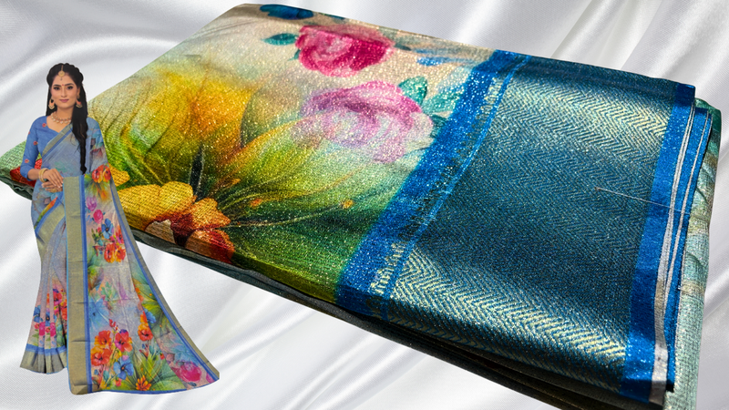 Morni Digital Vaira Oosi Saree - Blue