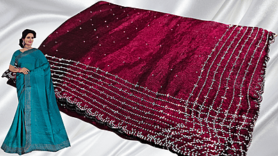 Sparkle Space Silk Stone Work Saree - Wine Sparkle Space Silk Stone Work Saree - Wine