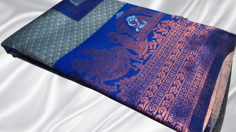 Pallak Design Silk Saree - Blue