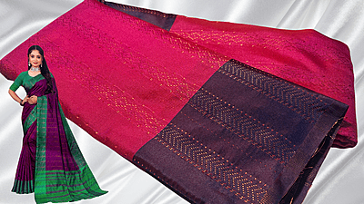 Arani Galaxy Copper Pattu Saree - Rani Pink Arani Galaxy Copper Pattu Saree - Rani Pink