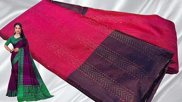 Arani Galaxy Copper Pattu Saree - Rani Pink