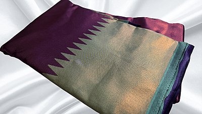 Butter Tissue Temple Design Saree - Dark Navy Butter Tissue Temple Design Saree - Dark Navy